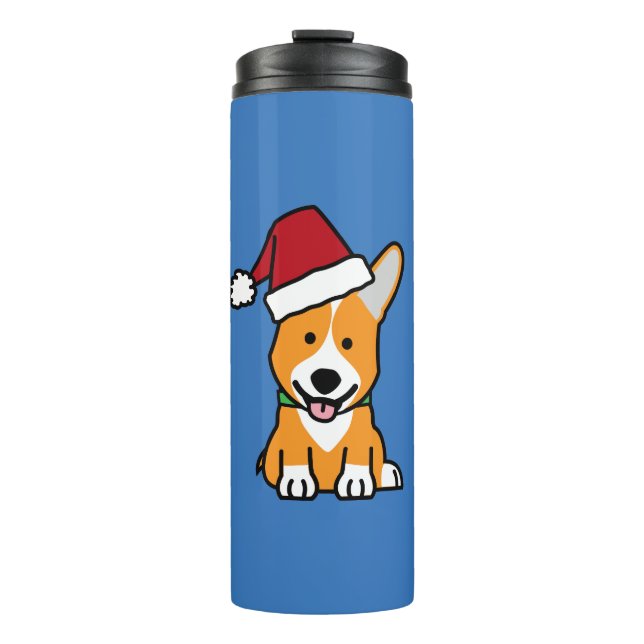 Corgi dog puppy Pembroke Welsh Christmas Santa hat Thermal Tumbler (Front)