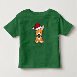 Corgi dog puppy Pembroke Welsh Christmas Santa hat Toddler T-shirt