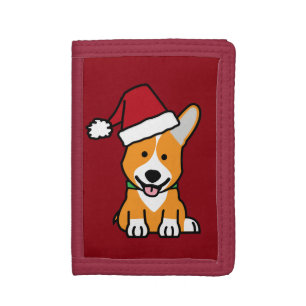 Corgi dog puppy Pembroke Welsh Christmas Santa hat Tri-fold Wallet