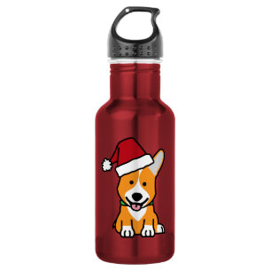 Corgi dog puppy Pembroke Welsh Christmas Santa hat Water Bottle