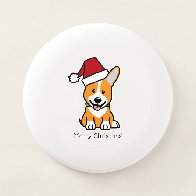 Corgi dog puppy Pembroke Welsh Christmas Santa hat Wham-O Frisbee (Front)