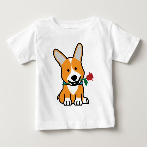 Corgi dog puppy Pembroke Welsh Valentine Rose Baby T_Shirt