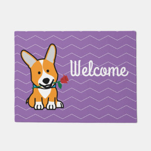 Corgi dog puppy Pembroke Welsh Valentine Rose Doormat