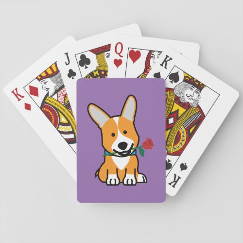 Corgi dog puppy Pembroke Welsh Valentine Rose Playing Cards