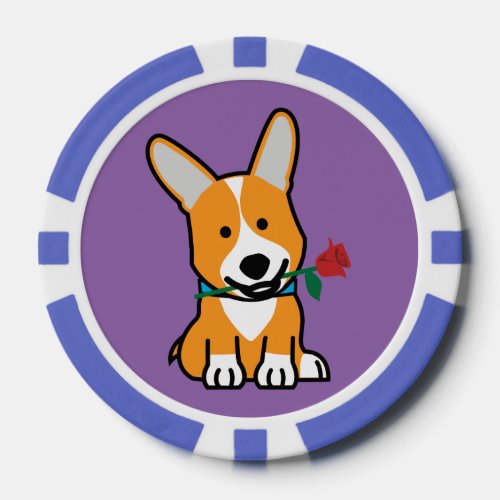 Corgi dog puppy Pembroke Welsh Valentine Rose Poker Chips