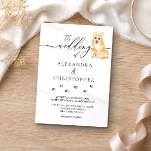 Corgi dog puppy Wedding Calligraphy Invitation