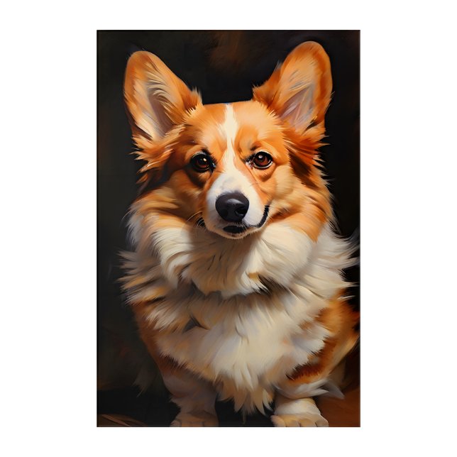 Corgi Dog Realism Art Portrait (Front)