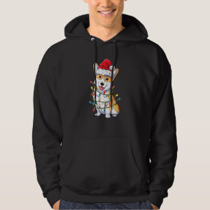Corgi Dog Santa Hat Christmas Lights Dog Christmas Hoodie