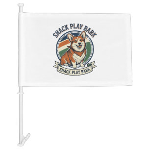 Corgi Dog Shirt Funny Vintage Engraving Pet Lover Car Flag
