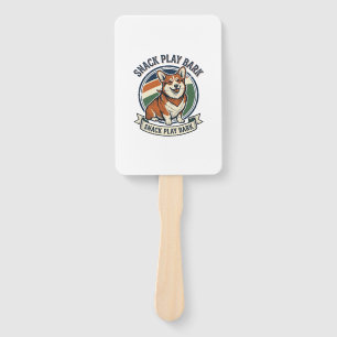 Corgi Dog Shirt Funny Vintage Engraving Pet Lover Hand Fan