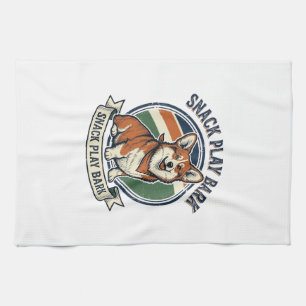 Corgi Dog Shirt Funny Vintage Engraving Pet Lover Kitchen Towel