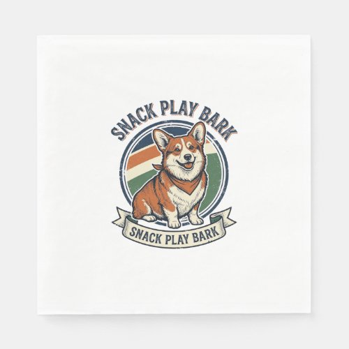 Corgi Dog Shirt Funny Vintage Engraving Pet Lover Napkins