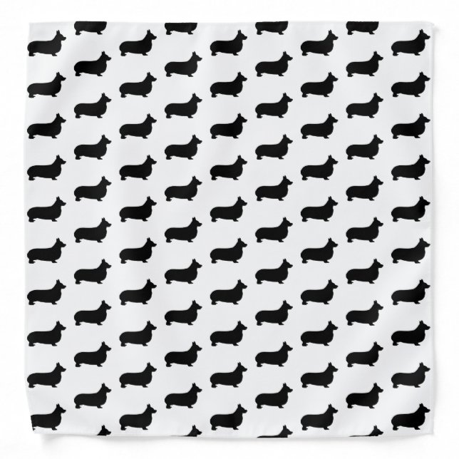 Corgi Dog Silhouette Pattern Bandana (Front)