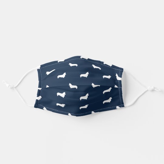 Corgi Dog Silhouette Pet Navy Blue Cloth Face Mask Zazzle Com