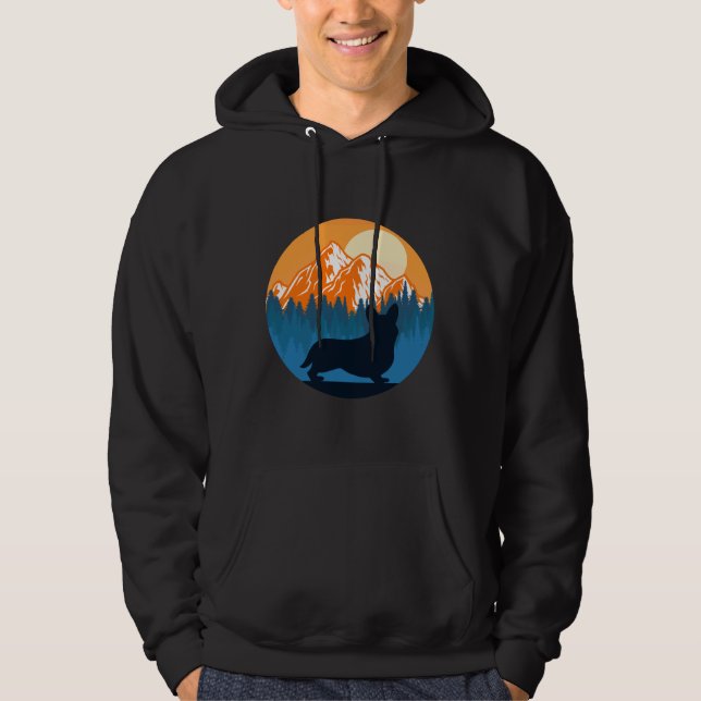 Corgi Dog Silhouette Sunset Mountain Forest Corgi Hoodie (Front)