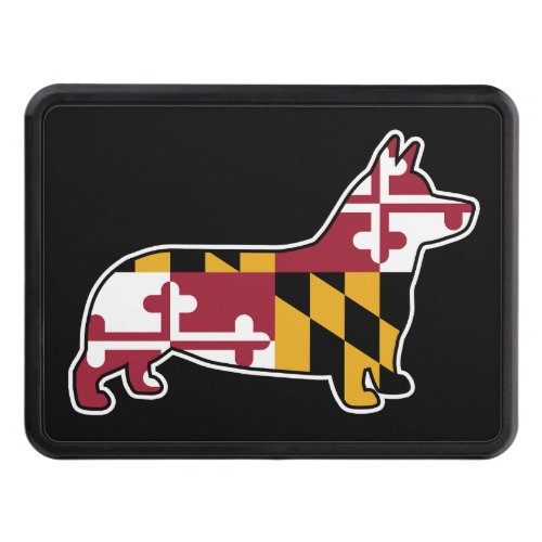 Corgi Dog Silhouette with Maryland Flag Hitch Cover