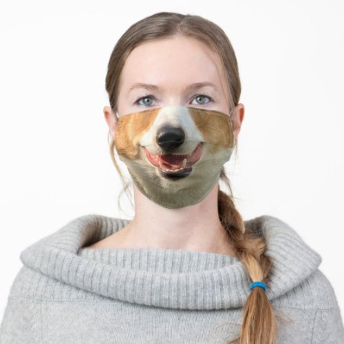 Corgi Dog Smile Animal Face Photo Adult Cloth Face Mask