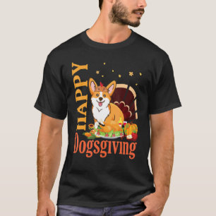 Corgi Dog Smile Happy Thanksgiving Dogsgiving Day  T-Shirt