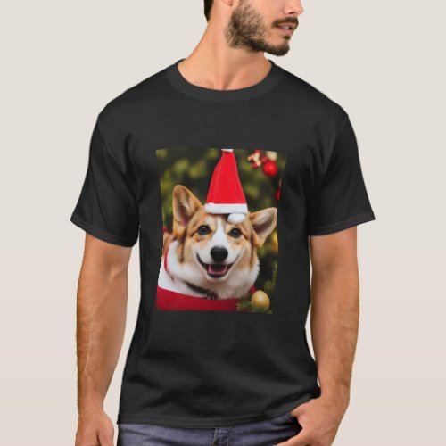 Corgi dog smiling christmas fun   T_Shirt