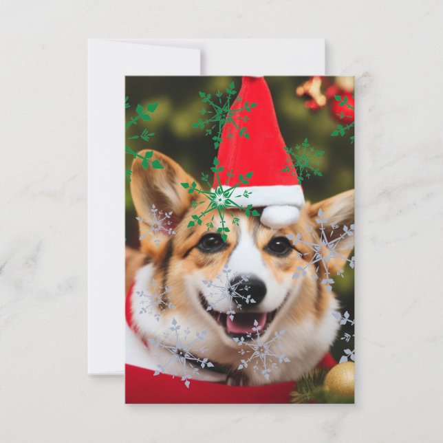 Corgi dog smiling christmas fun  thank you card (Front)