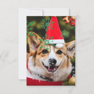 Corgi dog smiling christmas fun thank you card