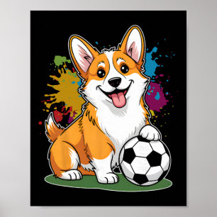 Corgi Dog Soccer Byll Sports Team Animal Poster
