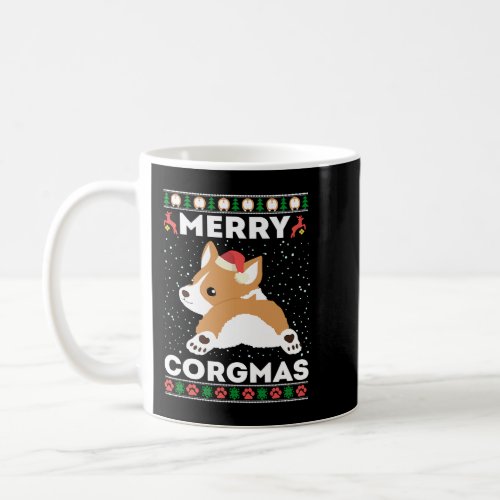 Corgi Dog Ugly Christmas Sweater Style Merry Corgm Coffee Mug