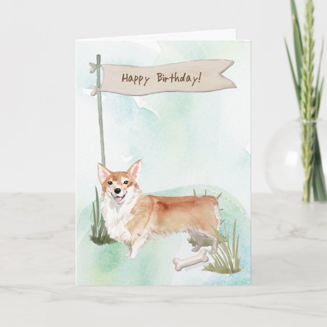 Corgi Dog Under Birthday Sign Card (Front)
