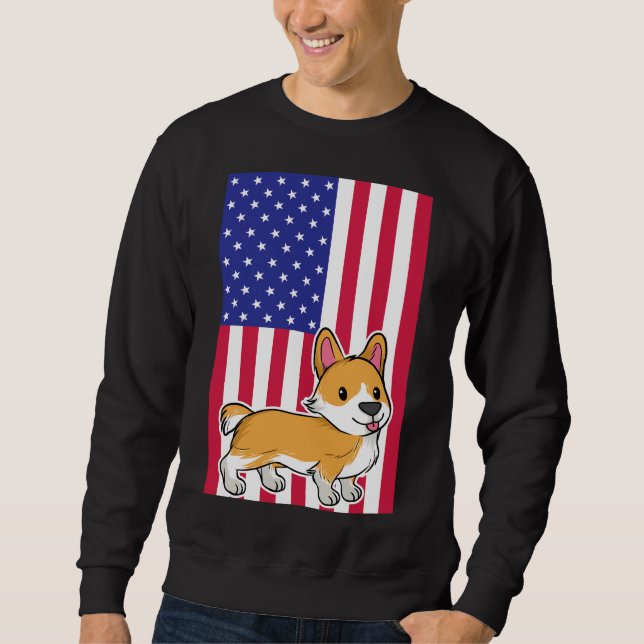 Corgi Dog Usa Flag Sweatshirt (Front)