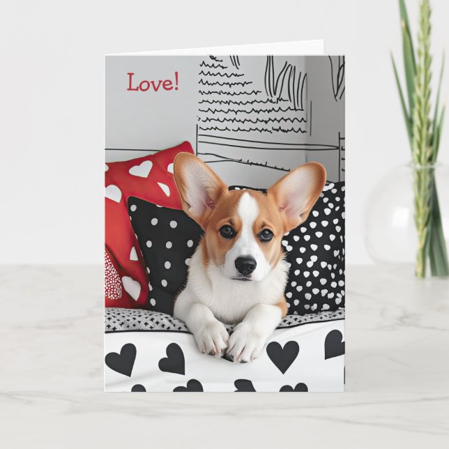 Corgi  dog Valentine Card (Front)