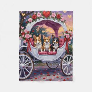 Corgi Dog Valentine's Day Fleece Blanket