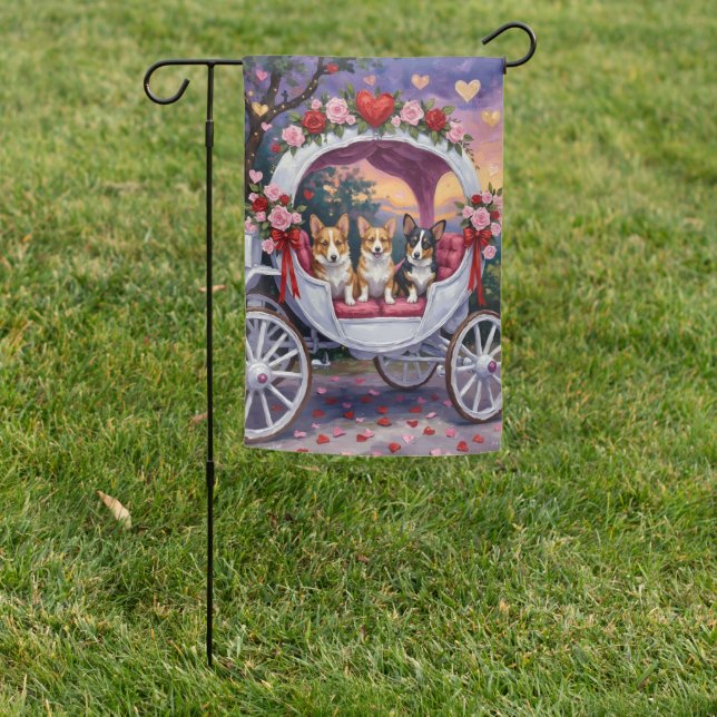 Corgi Dog Valentine's Day  Garden Flag (In SItu)