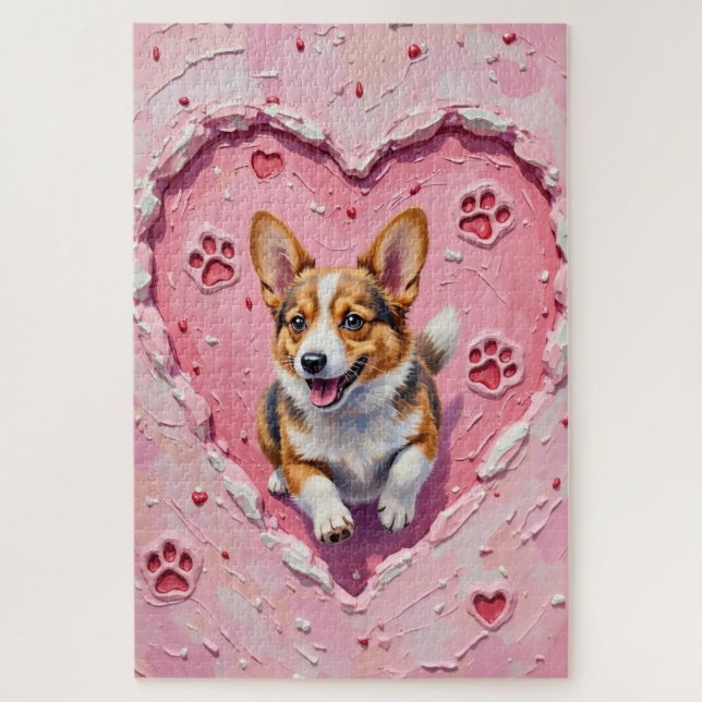 Corgi Dog Valentine's Day Heart Cookie Run Jigsaw Puzzle (Vertical)
