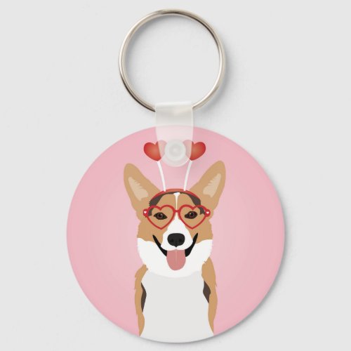 Corgi Dog Valentines Day Keychain