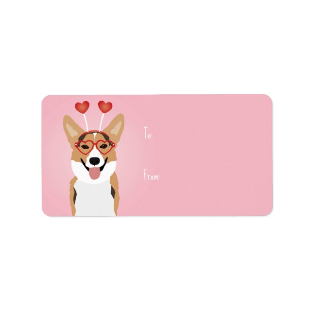 Corgi Dog Valentines Day Label (Front)
