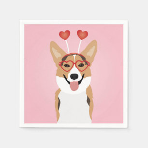 Corgi Dog Valentines Day Napkins