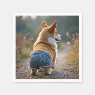 Corgi Dog Wearing Blue Jean Shorts Napkins