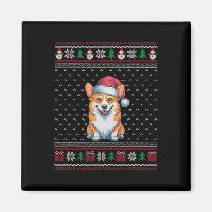 Corgi Dog Wearing Santa Hat Ugly Xmas Dog Lovers Magnet