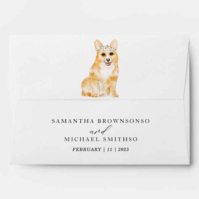 Corgi Dog Wedding Mailing Envelope (Back (Top Flap))