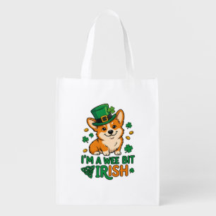 Corgi Dog "Wee Bit Irish" Funny St. Patrick's Day Grocery Bag
