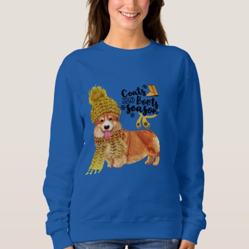 Corgi dog winter design womens sweatshirt