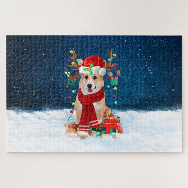 Corgi dog with Christmas gifts Jigsaw Puzzle (Horizontal)