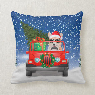 Corgi shop christmas pillow