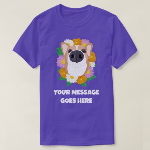 Corgi Dog with Flowers Personalized T_Shirt