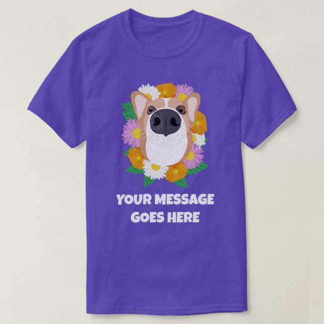 Corgi Dog with Flowers Personalized T-Shirt (Design Front)