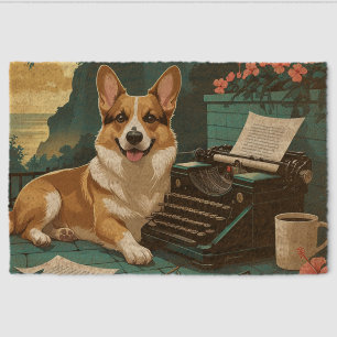 Corgi Dog with glossy fur and a gentleman vintage Fiber Doormat