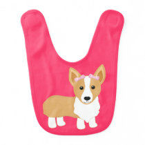 Corgi Dog with Pink Bows Baby Girl Bib Corgi Dog with Pink Bows Baby Girl Bib