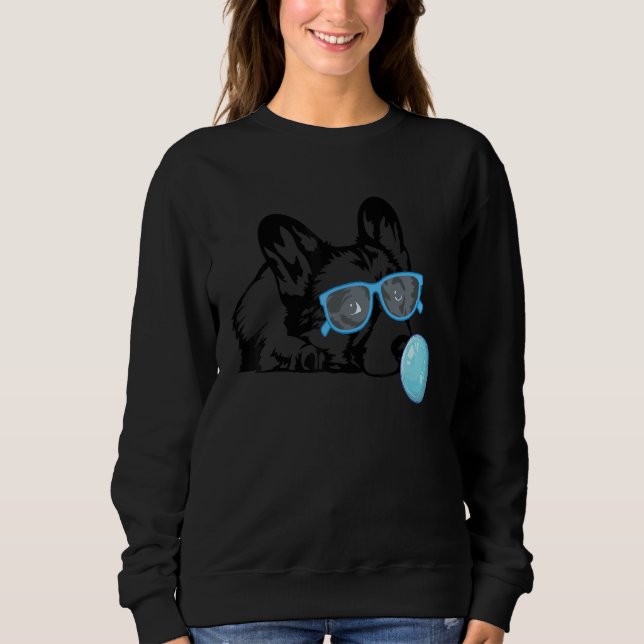Corgi dog with with bubble gum glasses  Corgi boys Sweatshirt (Front)