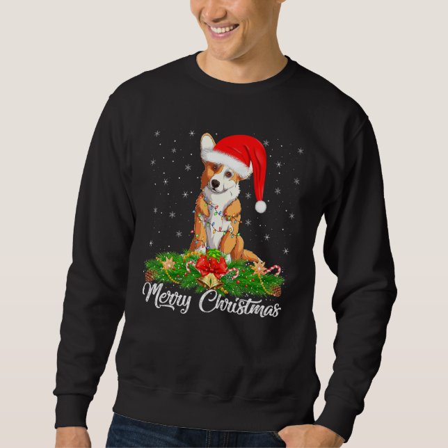 Corgi Dog  Xmas Lighting Merry Christmas Corgi Sweatshirt (Front)