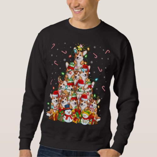 Corgi Dog Xmas Lighting Tree Santa Corgi Christmas Sweatshirt